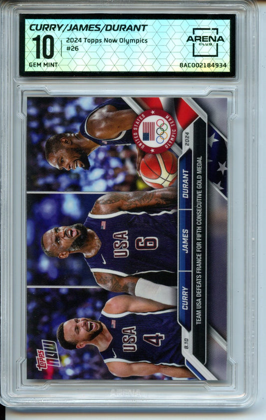 2024 Topps Now Olympic / Paralympic Games #26 LeBron James / Steph Curry / Kevin Durant Arena Club 10