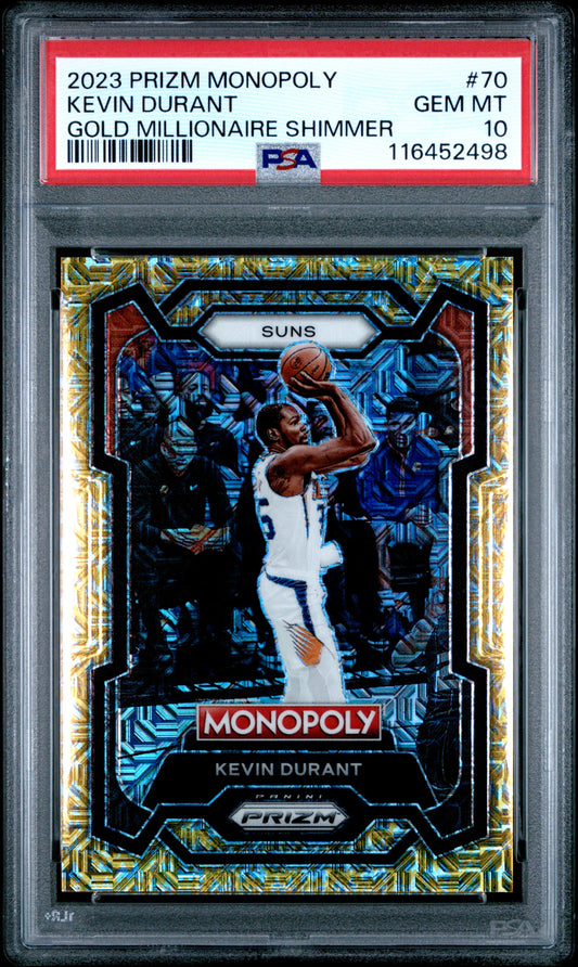 2023 Panini Prizm Monopoly #70 Kevin Durant 167/500 Gold Millionaire Shimmer PSA 10