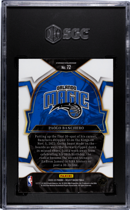 2022-23 Panini Select #72 Paolo Banchero RC Blue Retail SGC 9.5