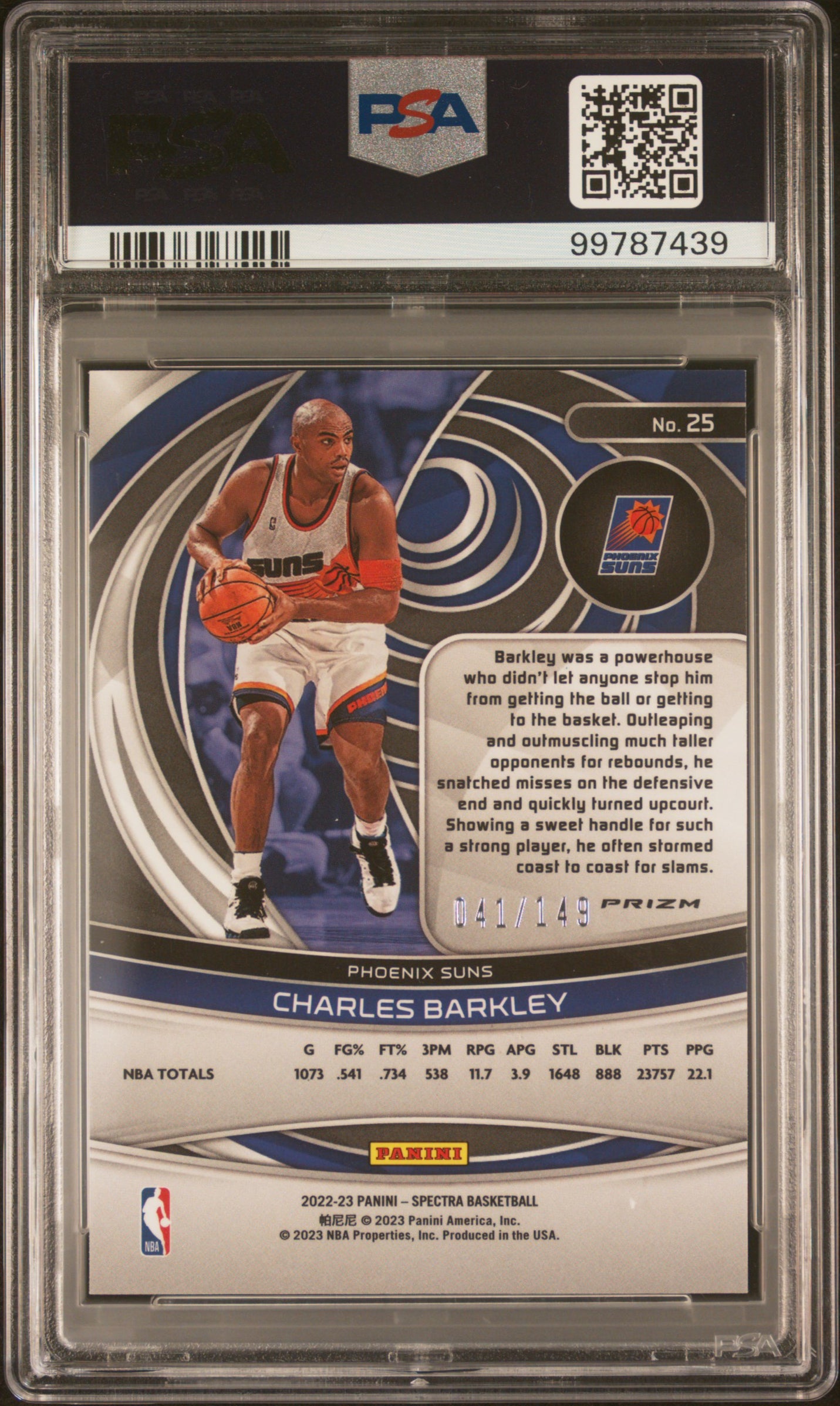 2022 Panini Spectra #25 Charles Barkley 041/149 Celestial PSA 10