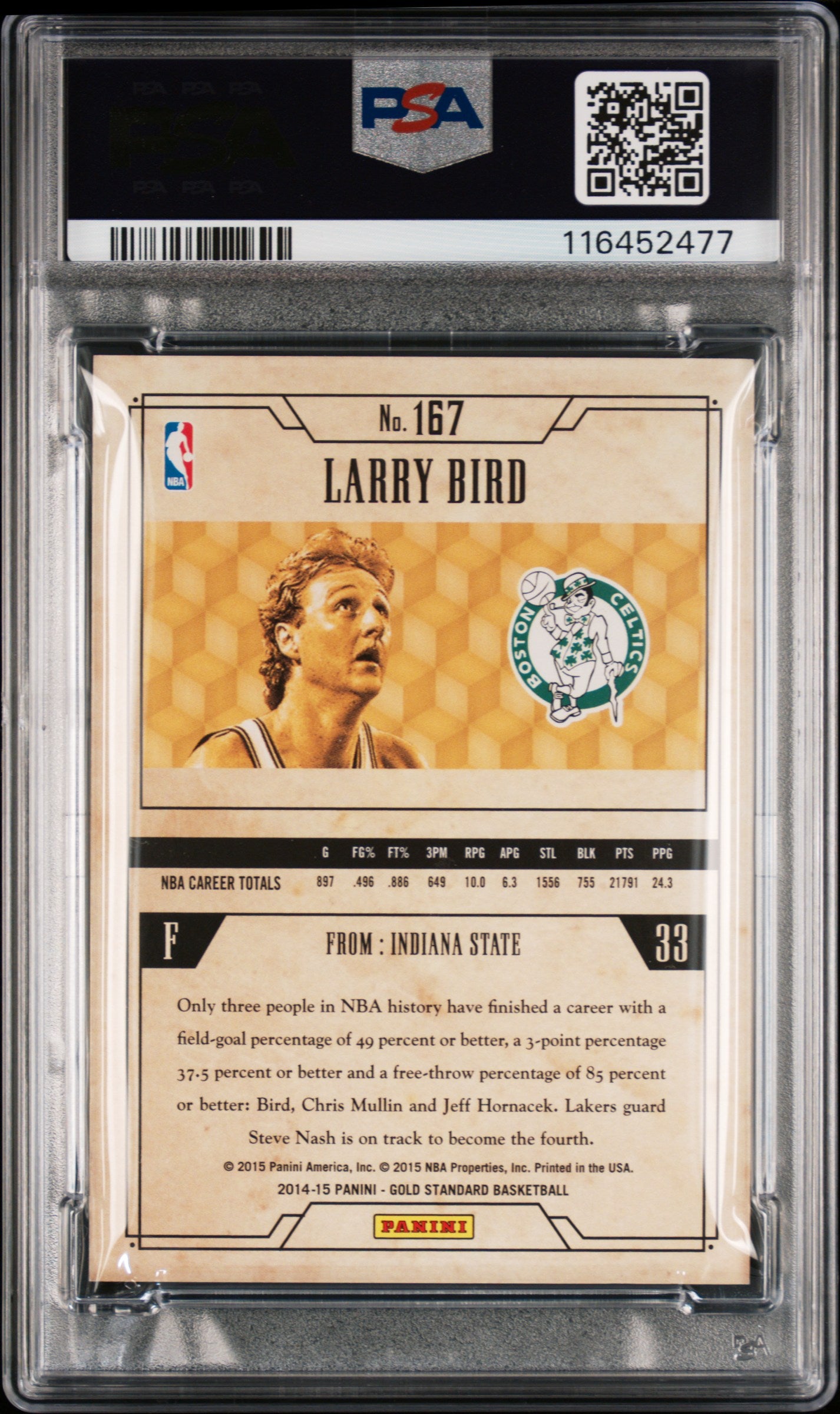 2014 Panini Gold Standard #167 Larry Bird 279/285 Looking Up PSA 7