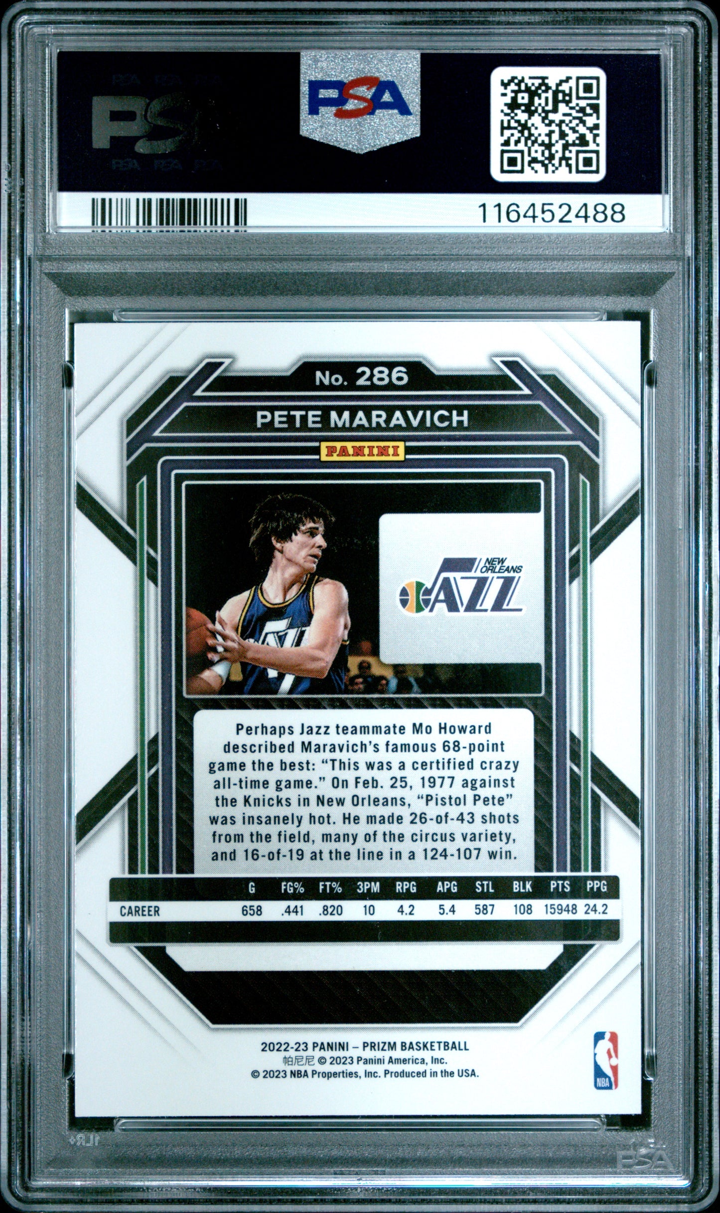 2022 Panini Prizm #286 Pete Maravich PSA 9