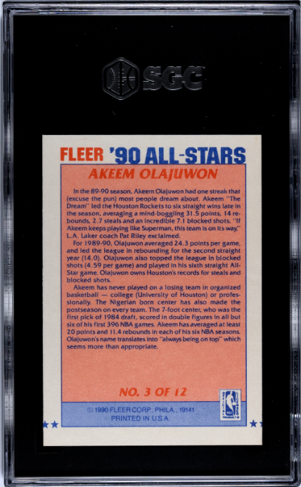 1987-88 Fleer Sticker #3 Akeem Olajuwon SGC 8