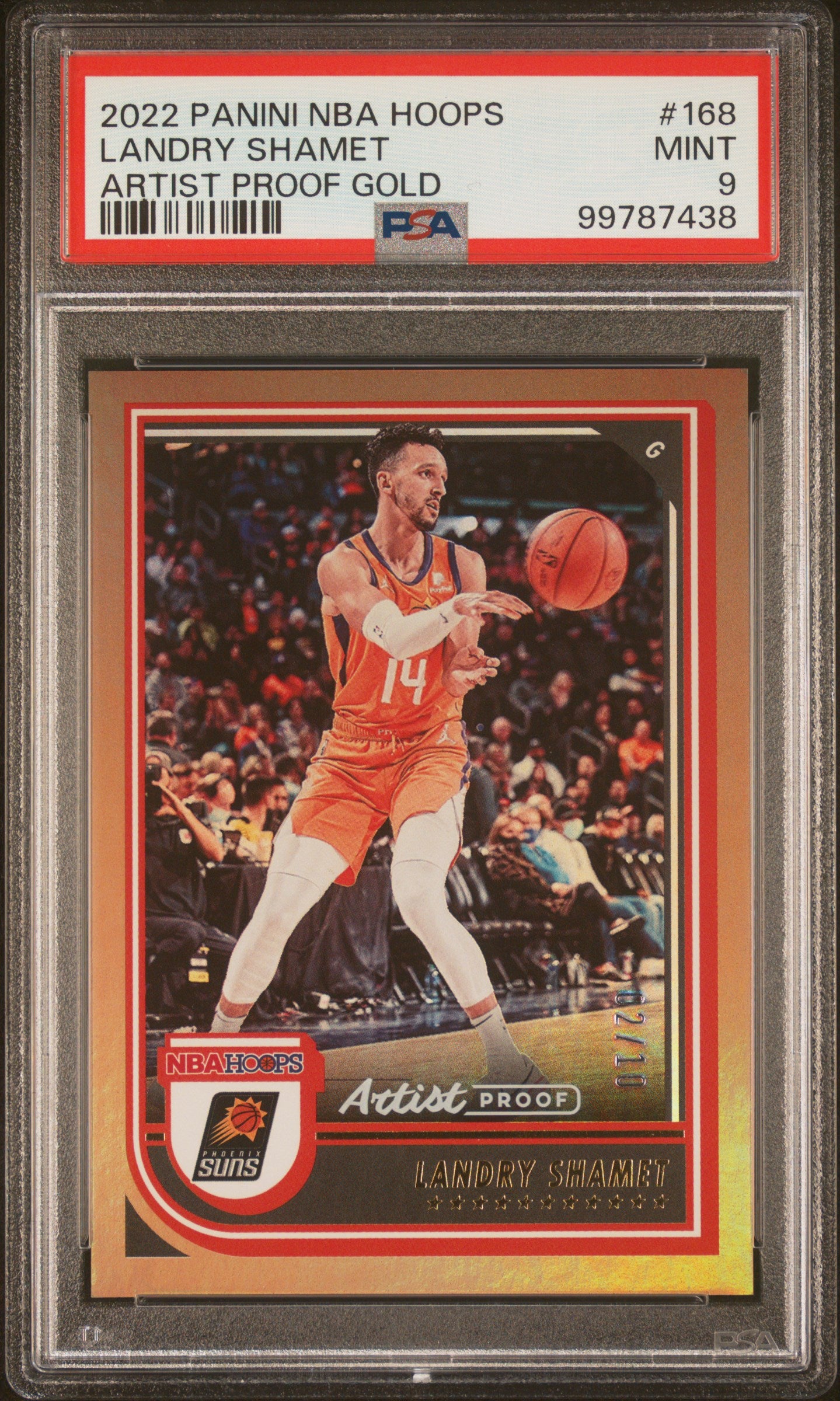 2022 Panini NBA Hoops #168 Landry Shamet 02/10 Artist Proof Gold PSA 9