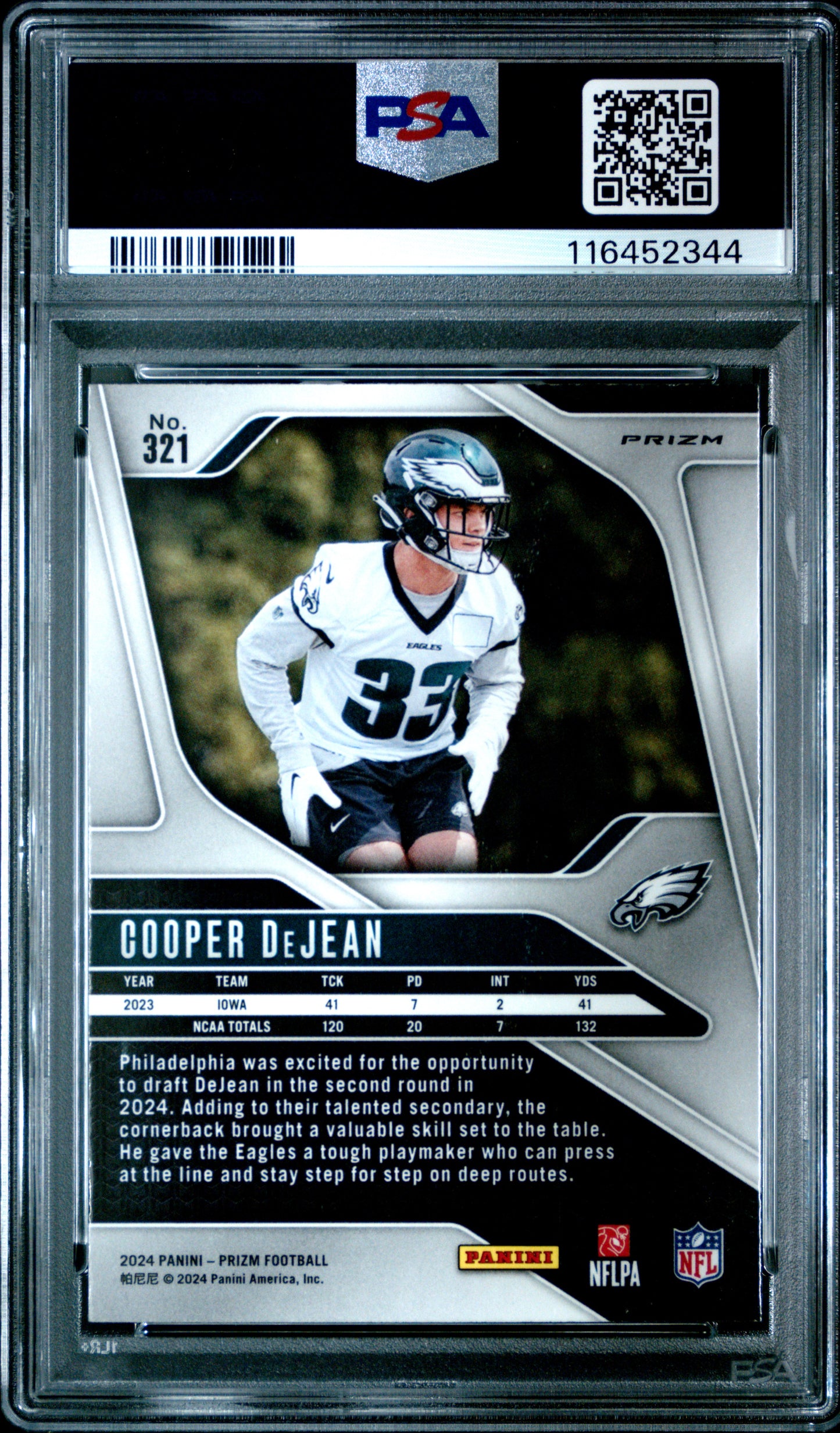 2024 Panini Prizm #321 Cooper Dejean RC Green Wave PSA 10