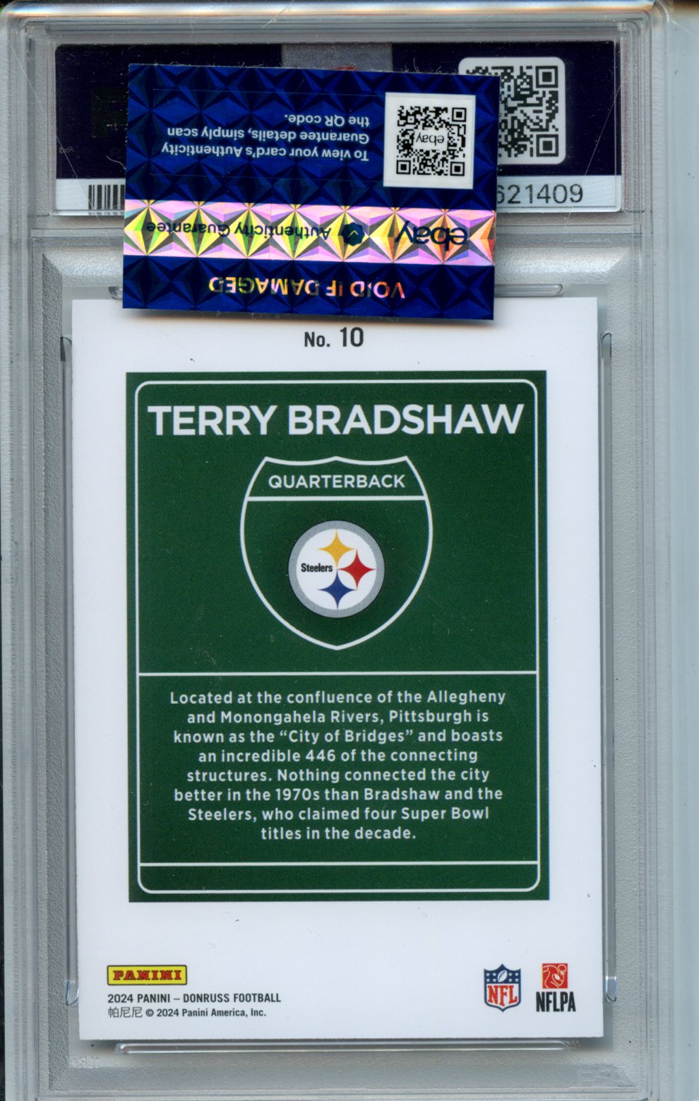 Terry Bradshaw 2024 Panini Donruss Downtown PSA 9 MT